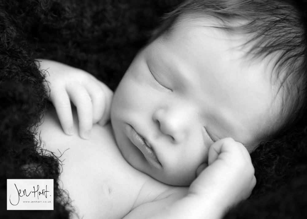 Newborn Baby photography two weeks old black and white photograph